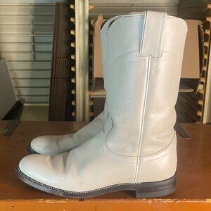 JUSTIN Vintage Women's Size 6 B Cream Off White Leather Western Boots L3713